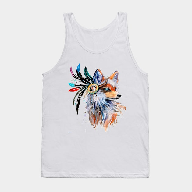 Watercolor Fox Tank Top by tfortwo